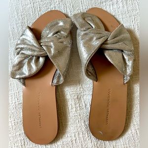 Loeffler Randall Metallic Silver Leather Slides